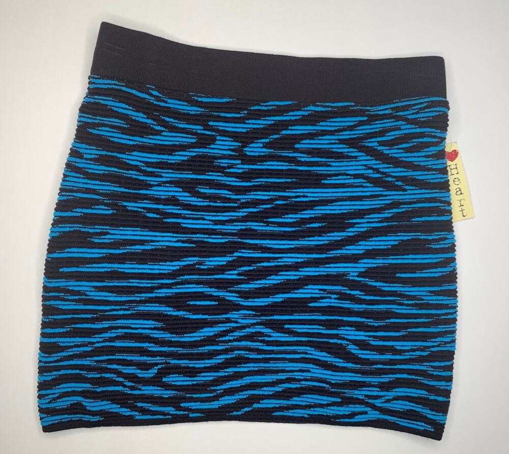 NWT Derek Heart sweater mini skirt blue black animal print women's size large